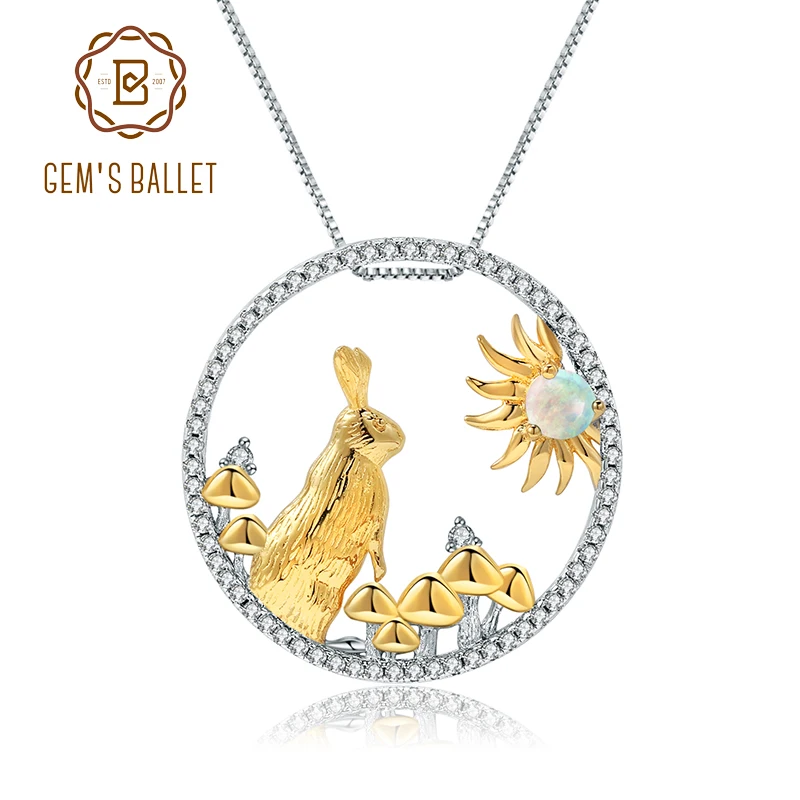GEM'S BALLET Natural African Opal 925 Sterling Silver Gold Rabbit Animal Sun Pendant Necklace For Women Chinese Zodiac
GEM'S BALLET Natural African Opal 925 Sterling Silver Gold Rabbit Animal Sun Pendant Necklace For Women Chinese Zodiac