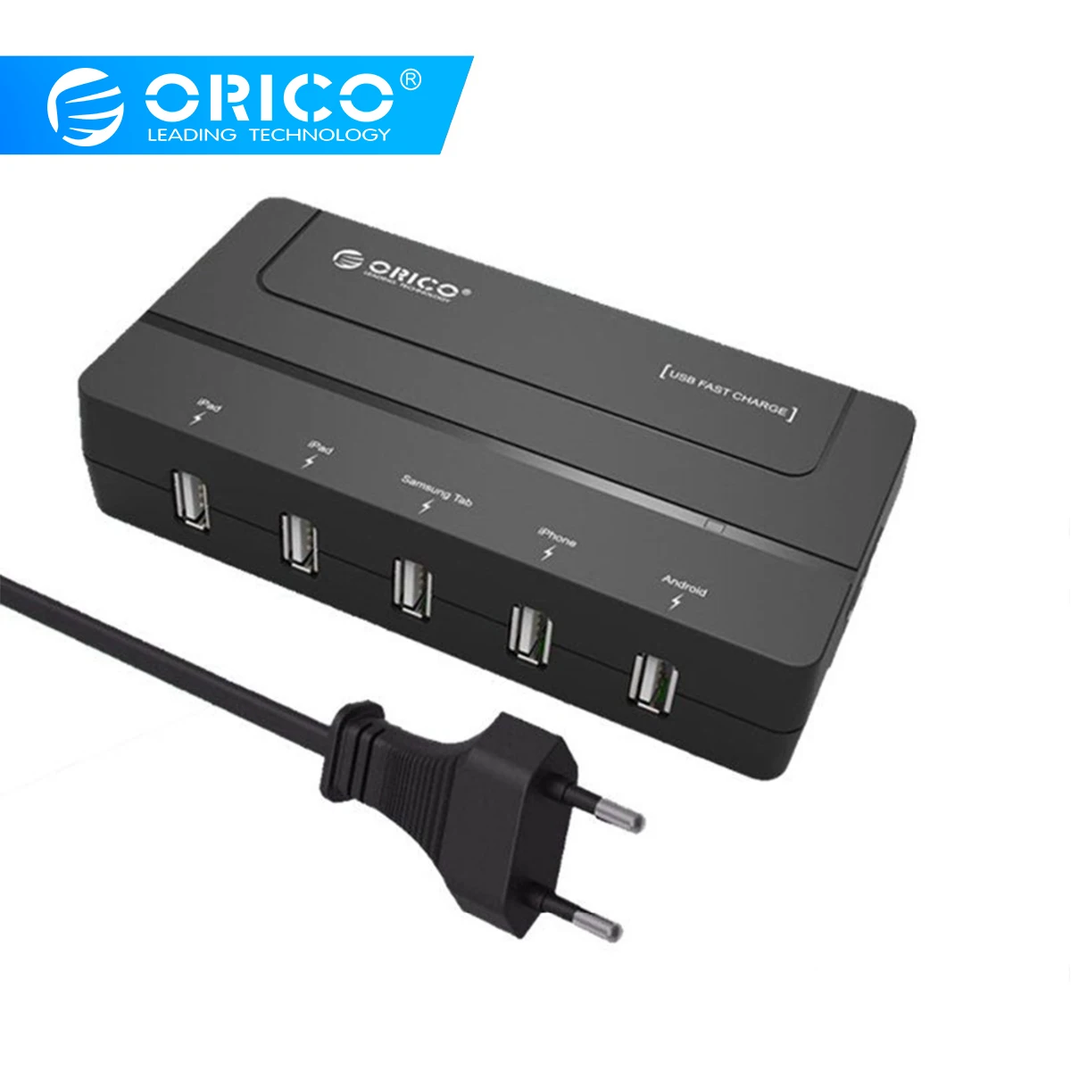 ORICO DCH-5U 5 Ports Desktop USB Fast Charger 5V 6A Max 30W for iPhone 6s / 6 / 6 plus iPad Android Samsung Tab Galaxy S6 Black
ORICO DCH-5U 5 Ports Desktop USB Fast Charger 5V 6A Max 30W for iPhone 6s / 6 / 6 plus iPad Android Samsung Tab Galaxy S6 Black