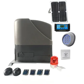 800KGS Automatic Solar Powered Sliding Gate Opener kit DC12V with wireless keypad and 4 remote controls optional