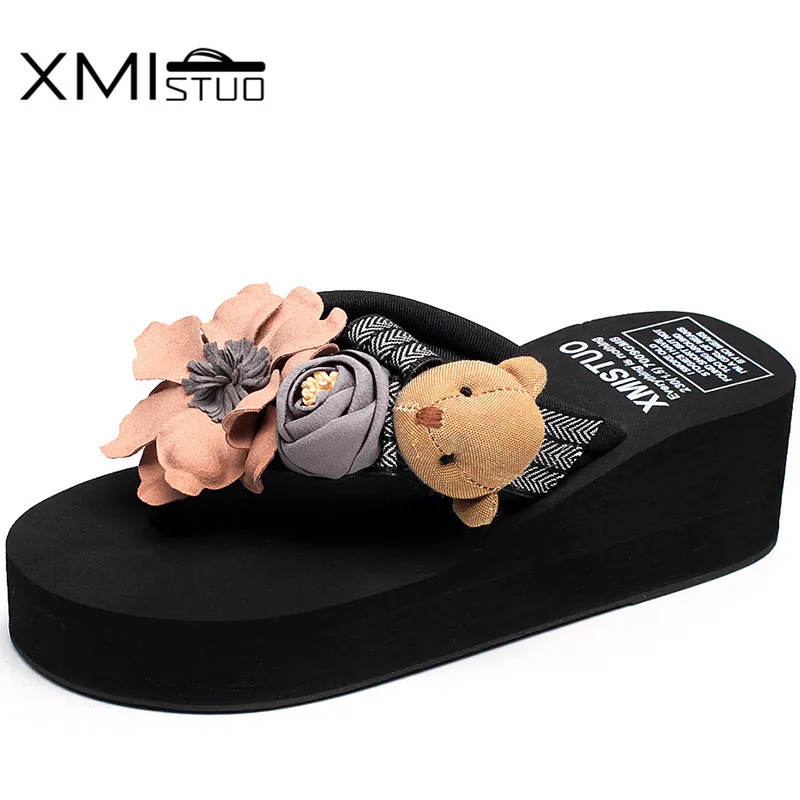 XMISTUO Summer Women Flip Flops with Bear Female Beach Slippers 3CM Low-heeled Slippers Outside Wedges Sandals 6 Color 7179
XMISTUO Summer Women Flip Flops with Bear Female Beach Slippers 3CM Low-heeled Slippers Outside Wedges Sandals 6 Color 7179