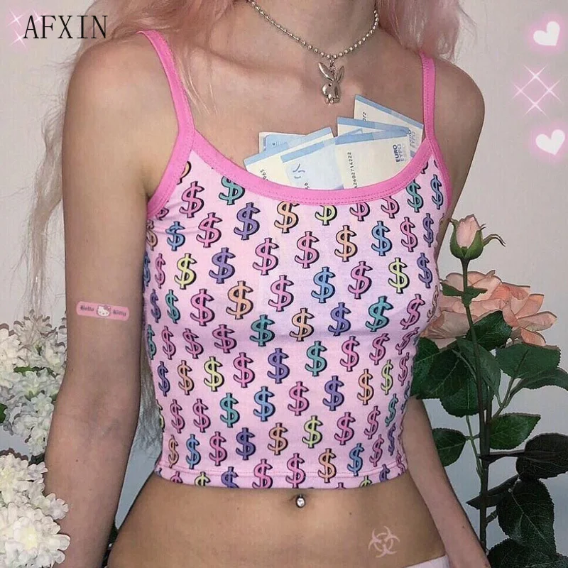 Harajuku Summer Streetwear Camis Crop Tops Women Sexy Dollar Sign Print Pink Top Sleeveless Omighty Dollskill Camisas Mujer
Harajuku Summer Streetwear Camis Crop Tops Women Sexy Dollar Sign Print Pink Top Sleeveless Omighty Dollskill Camisas Mujer