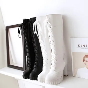 Fashion Women's Cosplay Shoes Lacing-Up Boots Lolita Boots Lady Shoes Black.White Plus Size 34-43
Fashion Women's Cosplay Shoes Lacing-Up Boots Lolita Boots Lady Shoes Black.White Plus Size 34-43