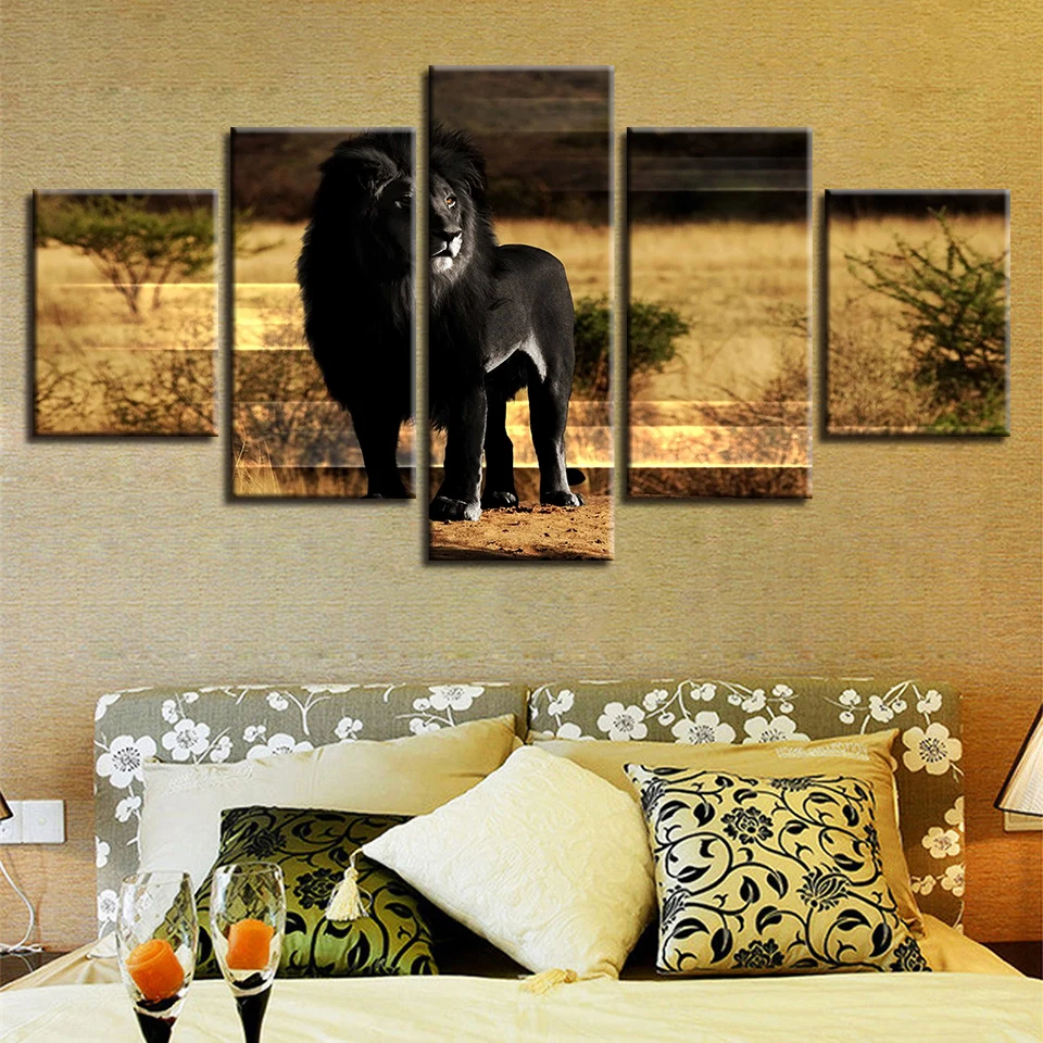 Art Modular Canvas Pictures 5 Pieces HD Printing Animal Black Lion Scenery Poster Painting Framework Decor For Living Room Wall
Art Modular Canvas Pictures 5 Pieces HD Printing Animal Black Lion Scenery Poster Painting Framework Decor For Living Room Wall