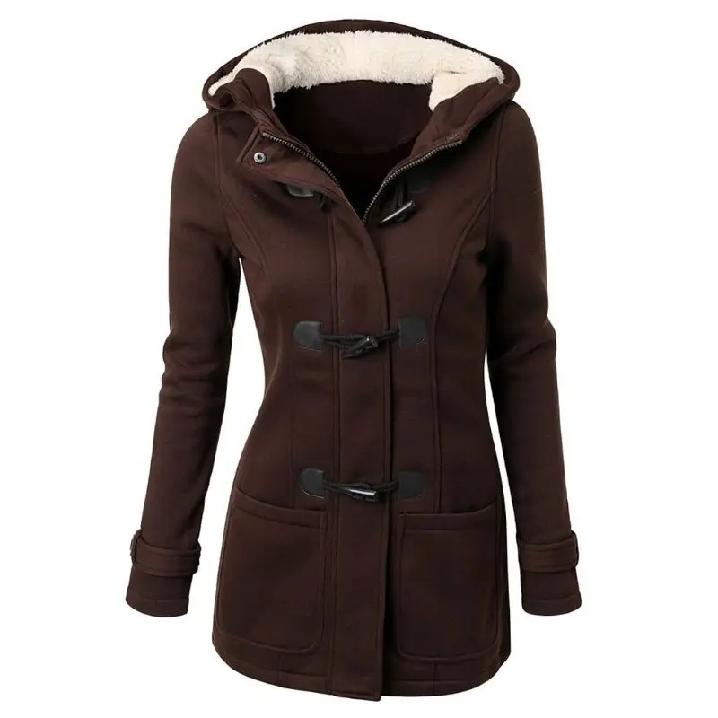 Women Plus Size Winter Thicken Horn Button Buckle Coat Solid Color Slim Fit Medium Long Hooded Ovetcoat Jacket Zipper Outerwear
Women Plus Size Winter Thicken Horn Button Buckle Coat Solid Color Slim Fit Medium Long Hooded Ovetcoat Jacket Zipper Outerwear