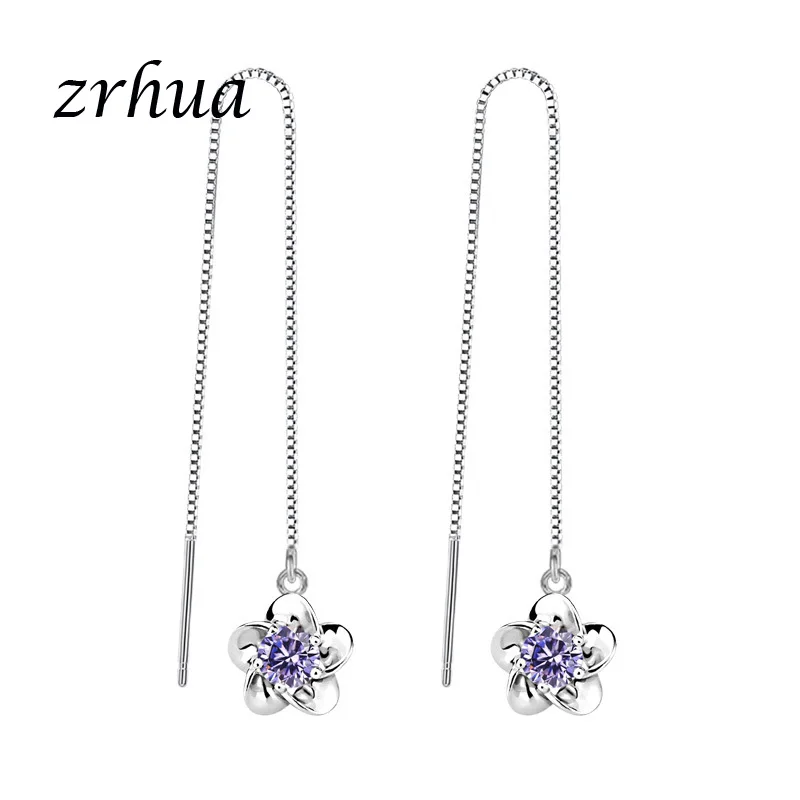ZRHUA New Trendy Women Flower Earrings Sale High Quality S925 Silver Color Jewelry with White/Purple CZ Zircon Stone
ZRHUA New Trendy Women Flower Earrings Sale High Quality S925 Silver Color Jewelry with White/Purple CZ Zircon Stone