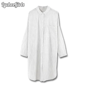 LycheeGirls Spring Autumn Women Blouse Stripe Pocket Turn Down Long Sleeve Long Shirt Casual Loose Tops Female
LycheeGirls Spring Autumn Women Blouse Stripe Pocket Turn Down Long Sleeve Long Shirt Casual Loose Tops Female
