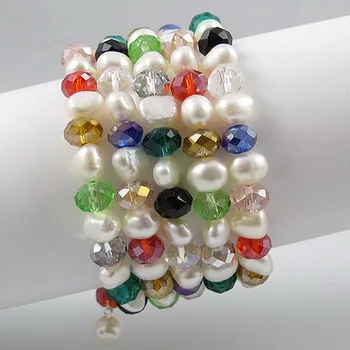Unique Pearls jewellery Store 5rows 6x8mm Multicolor Crystal White Freshwater Pearl Bracelet Perfect Wedding Birthday Women Gift
Unique Pearls jewellery Store 5rows 6x8mm Multicolor Crystal White Freshwater Pearl Bracelet Perfect Wedding Birthday Women Gift