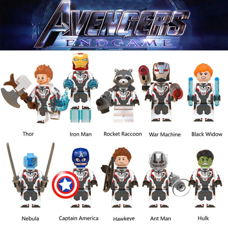 10PCS/LOT Legoing Avengers 4 Endgame Building Blocks Thor Raccoon War Machine Black Widow Nebula Ant Man Brick Toys
10PCS/LOT Legoing Avengers 4 Endgame Building Blocks Thor Raccoon War Machine Black Widow Nebula Ant Man Brick Toys