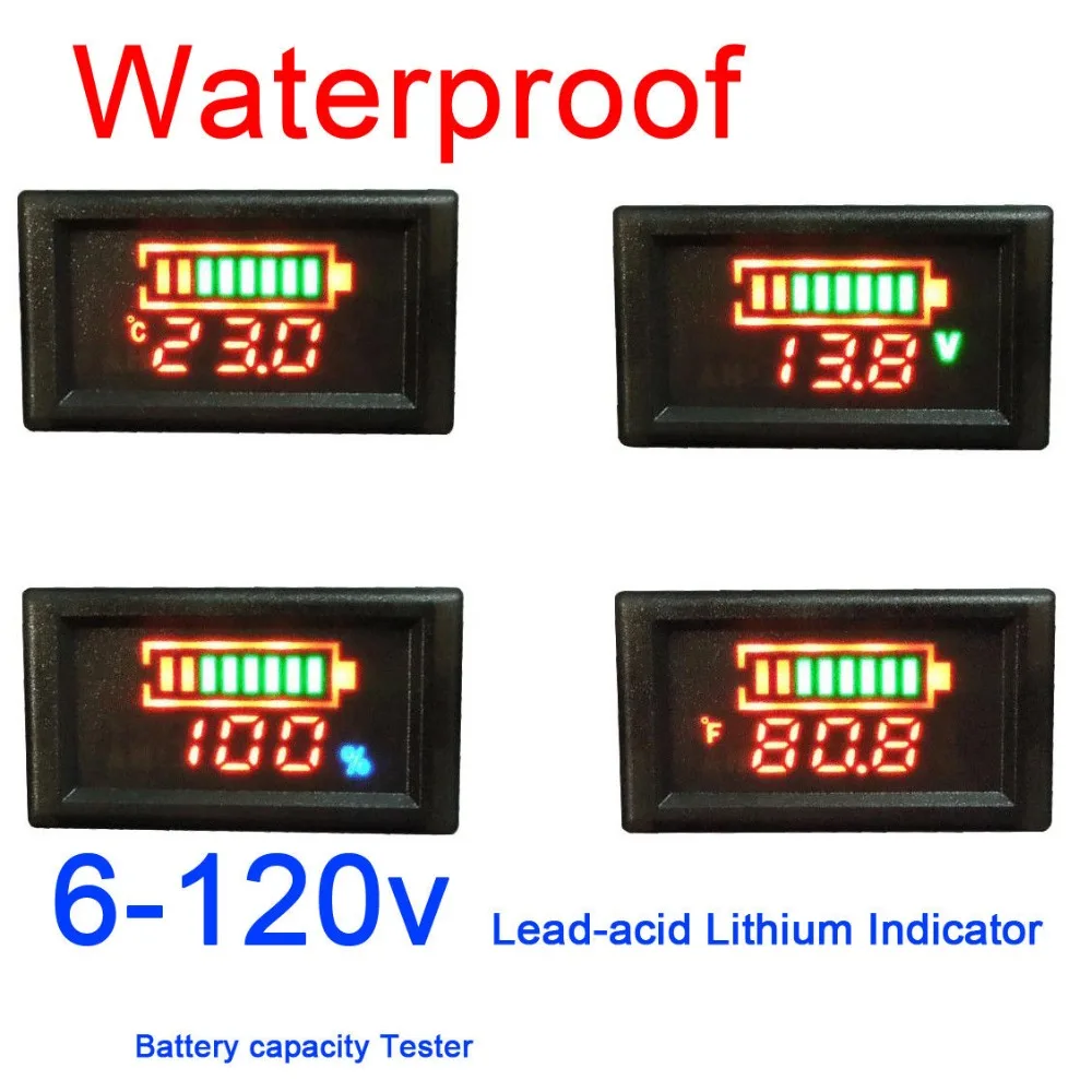 Фото Цифровой светодиодный вольтметр + термометр Lifepo4 индикатор емкости литий-ионной