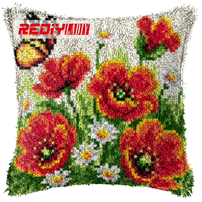 REDIY LADIY Latch Hook Cushion Yarn for Embroidery Cushion Cover Poppies Flowers Pillow Case Crochet Cushion Decorative Pillow
REDIY LADIY Latch Hook Cushion Yarn for Embroidery Cushion Cover Poppies Flowers Pillow Case Crochet Cushion Decorative Pillow