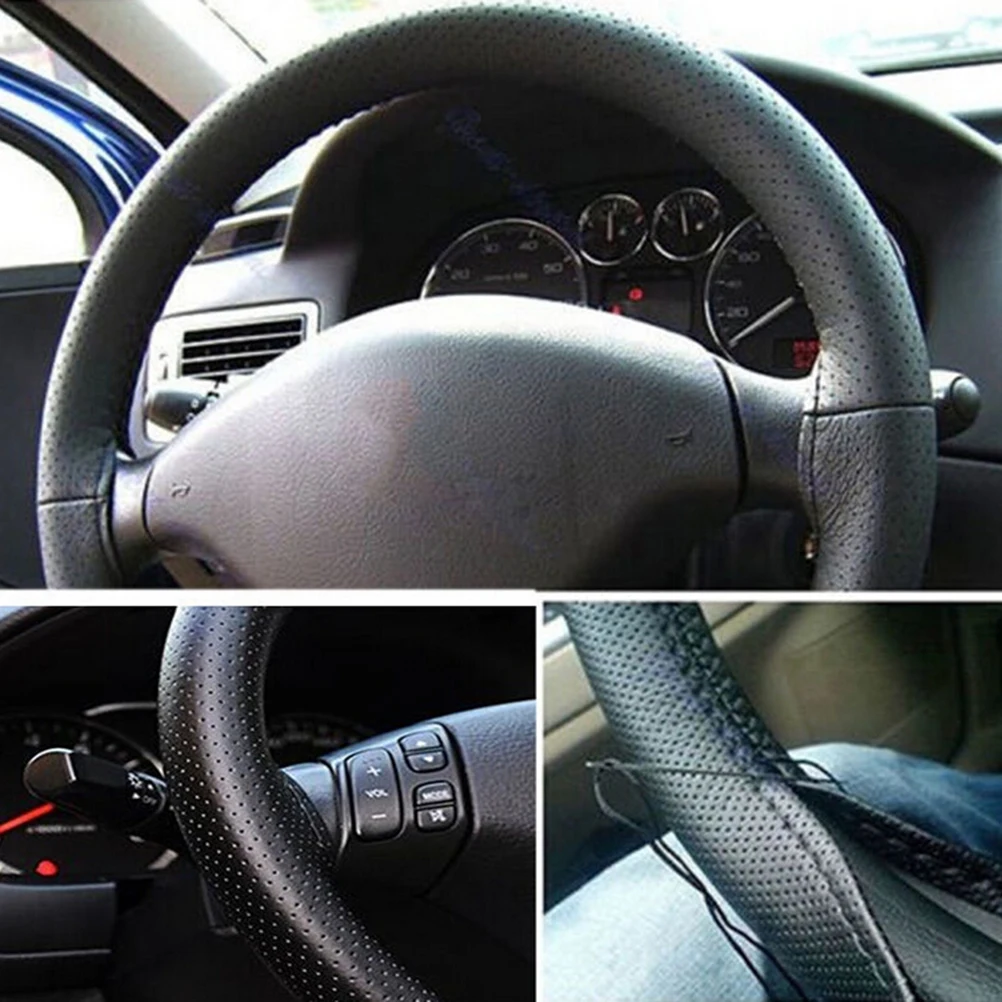 37-38cm Utility Car Truck Leather Steering Wheel Cover With Needles and Thread Black
37-38cm Utility Car Truck Leather Steering Wheel Cover With Needles and Thread Black
