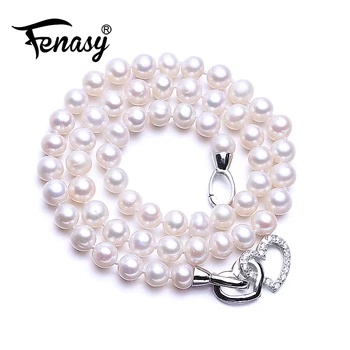 FENASY freshwater oval pearl necklace, s925 sterling silver necklace cute/romantic double love necklace for women love wedding
FENASY freshwater oval pearl necklace, s925 sterling silver necklace cute/romantic double love necklace for women love wedding