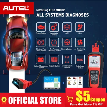 AUTEL MaxiDiag Elite MD802 All system DS model Car OBD2 Scanner Full System Diagnoses ABS SRS Engine Transmission EPB Oil Reset
AUTEL MaxiDiag Elite MD802 All system DS model Car OBD2 Scanner Full System Diagnoses ABS SRS Engine Transmission EPB Oil Reset