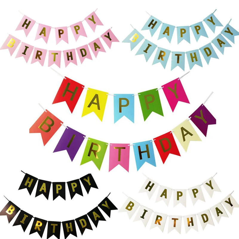 UK Happy Birthday Bunting Banner Pastel Hanging Letters Party Decoration Garland