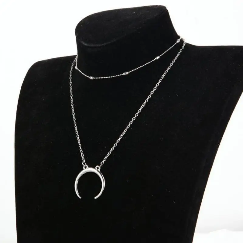 Jewelry Fashion Simple Double Porcelain Pearl Necklace Moon Pendant Multilayer Necklace Statement Necklace 2018
Jewelry Fashion Simple Double Porcelain Pearl Necklace Moon Pendant Multilayer Necklace Statement Necklace 2018