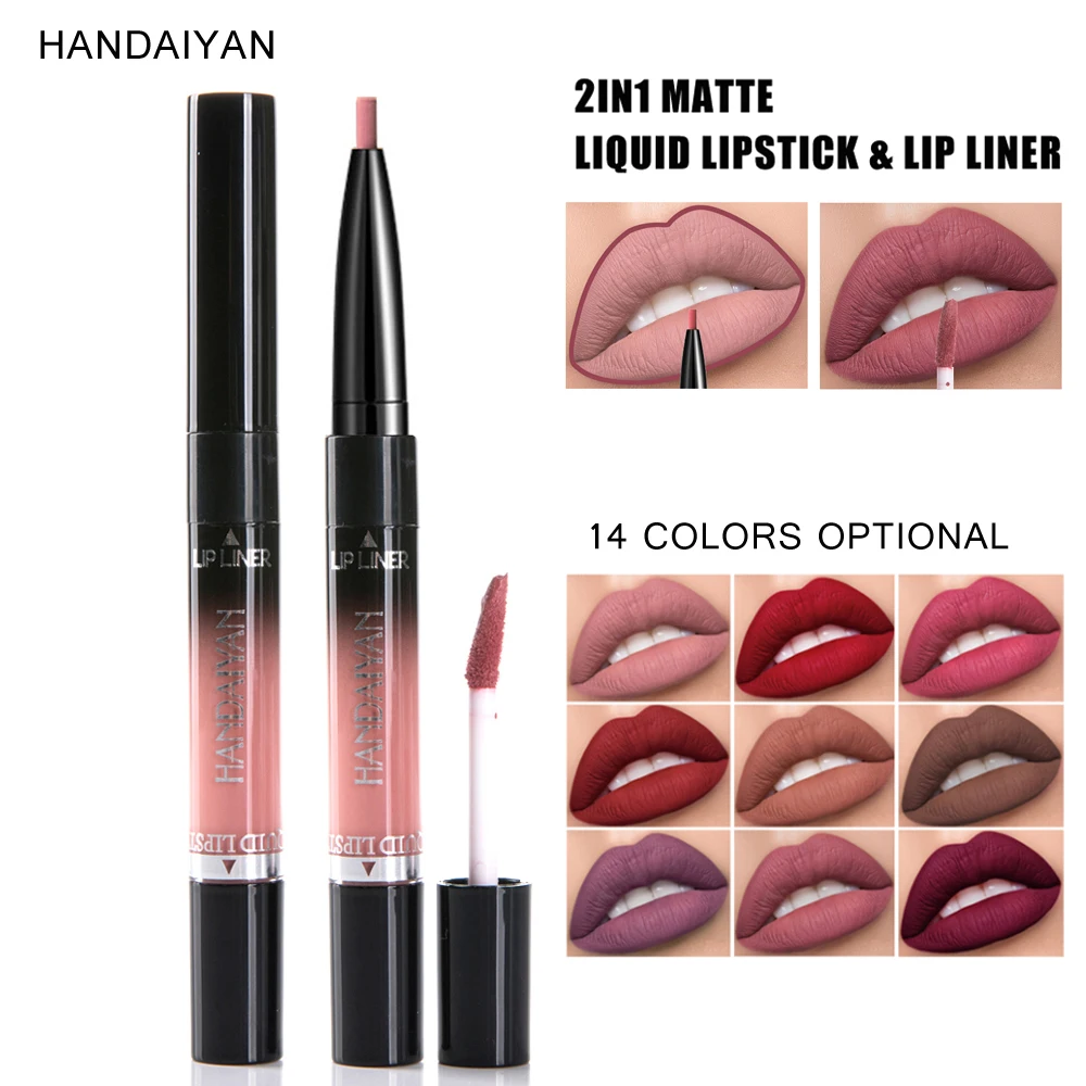 HANDAIYAN Makeup Matte Lipstick Lip Liner Pencil Waterpoof 2 in 1 Double-end Nude Liquid Velvet Matte Lip Gloss Lipliner Pen
HANDAIYAN Makeup Matte Lipstick Lip Liner Pencil Waterpoof 2 in 1 Double-end Nude Liquid Velvet Matte Lip Gloss Lipliner Pen