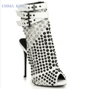 Hottest Rivets Studds Botines Mujer Thin High Heels Runway Shoes Ladies Buckle Strap Peep Toe Gladiator Sandals Boots Women
Hottest Rivets Studds Botines Mujer Thin High Heels Runway Shoes Ladies Buckle Strap Peep Toe Gladiator Sandals Boots Women