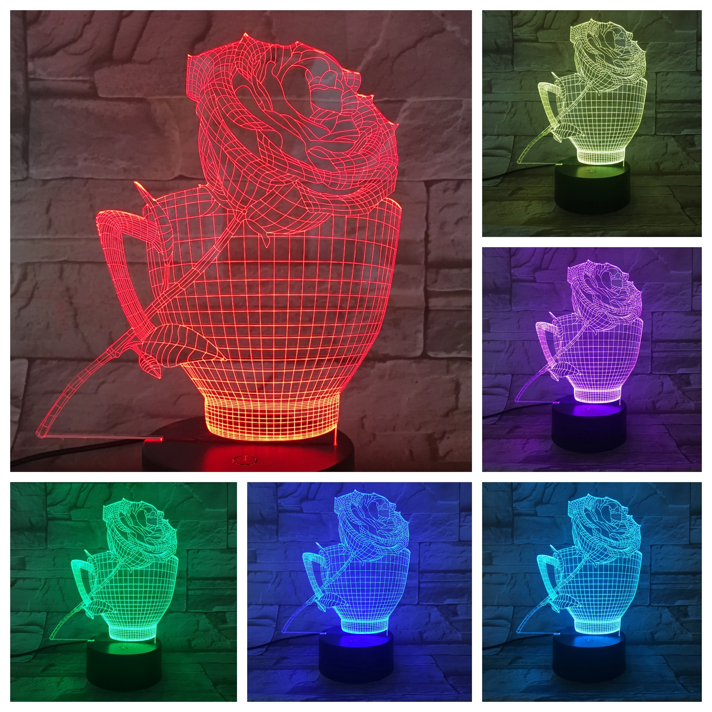 Flower Rose Cup 3D LED Lamp bedside gece lambasi Lampara RGB Girl Child Kids Baby Birthday Gifts USB 3D LED Night Light Neon
Flower Rose Cup 3D LED Lamp bedside gece lambasi Lampara RGB Girl Child Kids Baby Birthday Gifts USB 3D LED Night Light Neon