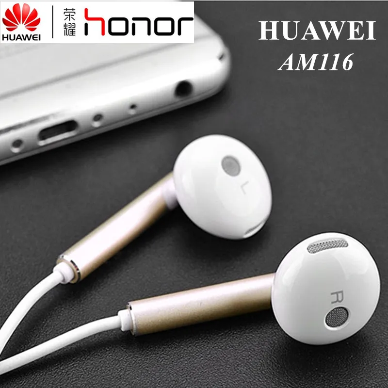 

Original HUAWEI Honor P7 P8 P9 Lite P10 Plus Honor 5X 6X Mate 7 8 9 AM116 Earphone in-ear Headset Metal With Mic Volume Control