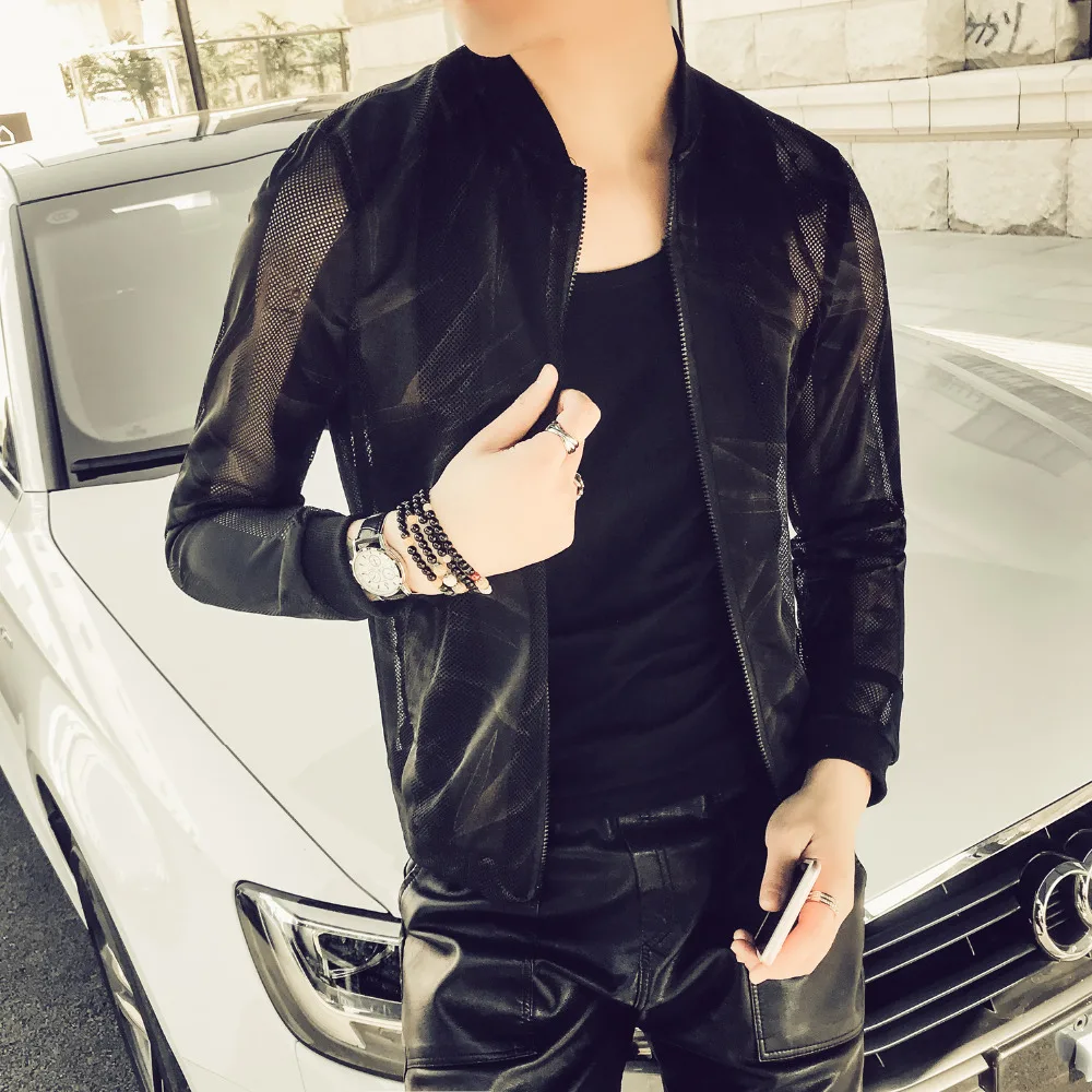 Summer Sun Protection Clothing Men Fashion Print Transparent Jacket Men Thin Slim Fit Night Club Casual Mens Jackets Plus Size
Summer Sun Protection Clothing Men Fashion Print Transparent Jacket Men Thin Slim Fit Night Club Casual Mens Jackets Plus Size