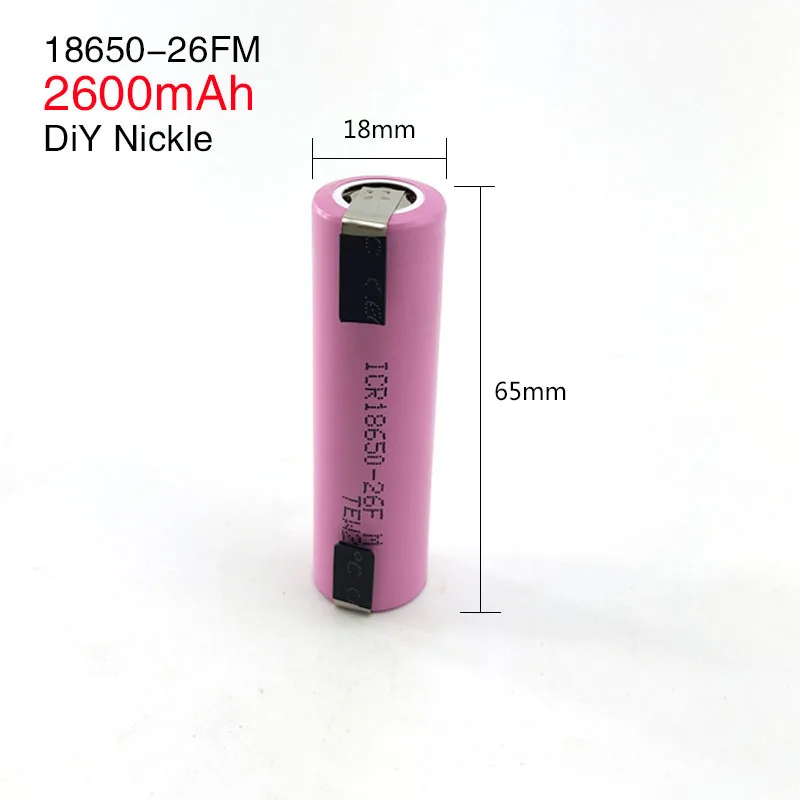 

2019 New 18650 battery single pack ICR18650-26FM 2600mAh 3.7V li-ion rechargeable with nickel piece for laptop very cheap
