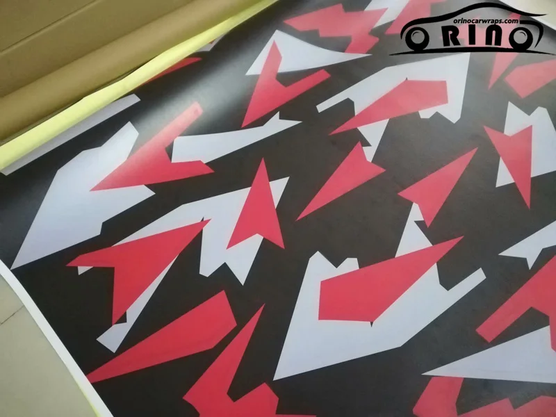 Black Grey Red Camouflage Vinyl Film-3
