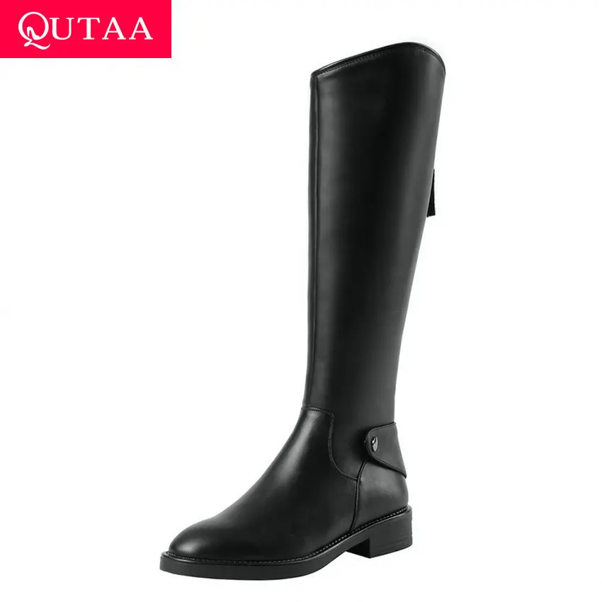 QUTAA 2020 Cow Leather Concise Women Shoes Fashion Thick Heel Long Boots Platform Zipper Autumn Winter Knee High Boots Size34-39
QUTAA 2020 Cow Leather Concise Women Shoes Fashion Thick Heel Long Boots Platform Zipper Autumn Winter Knee High Boots Size34-39