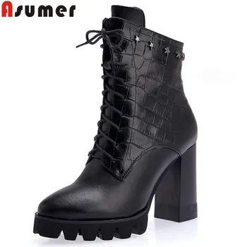 ASUMER black fashion autumn winter boots round toe zip ankle boots for women platform high heels ladies genuine leather boots
ASUMER black fashion autumn winter boots round toe zip ankle boots for women platform high heels ladies genuine leather boots