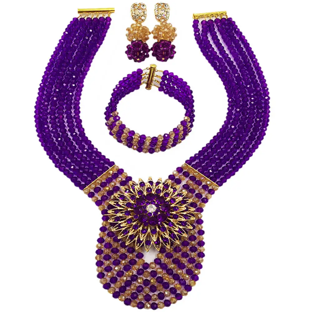 Lovely Purple Champagne Gold AB Crystal Beads African Necklace Nigerian Beads Jewelry Set Wedding Gifts 6WDK08
Lovely Purple Champagne Gold AB Crystal Beads African Necklace Nigerian Beads Jewelry Set Wedding Gifts 6WDK08