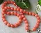 Exquisite genuine 8mm pink coral beads necklace 18 
Exquisite genuine 8mm pink coral beads necklace 18