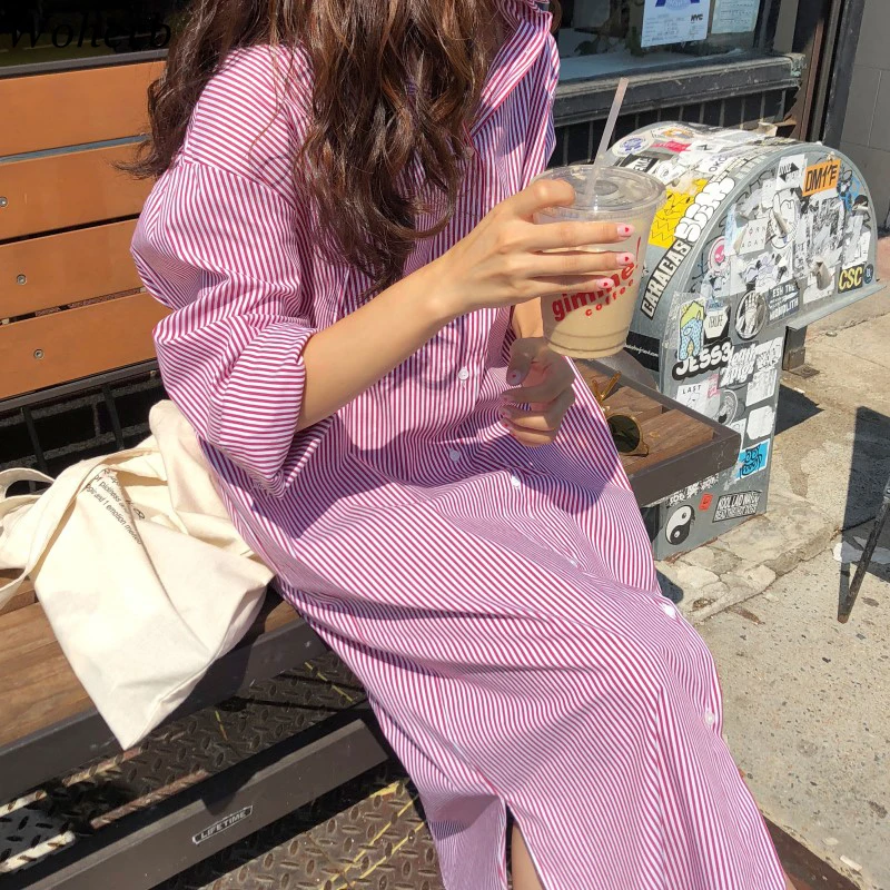 Woherb Loose Long Shirt Dress Women Casual Striped Print Korean Streetwear Long Sleeve Dresses Chic 2019 Summer Oversize Vestido
Woherb Loose Long Shirt Dress Women Casual Striped Print Korean Streetwear Long Sleeve Dresses Chic 2019 Summer Oversize Vestido