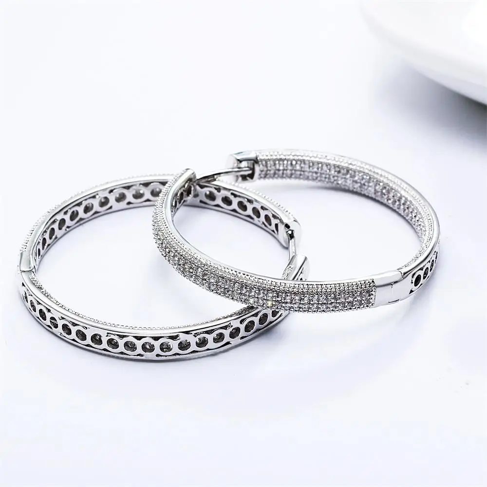 Luxury AAA cubic zirconia micro pave setting big 4cm diameter hoop earrings women's accessories, best quality
Luxury AAA cubic zirconia micro pave setting big 4cm diameter hoop earrings women's accessories, best quality