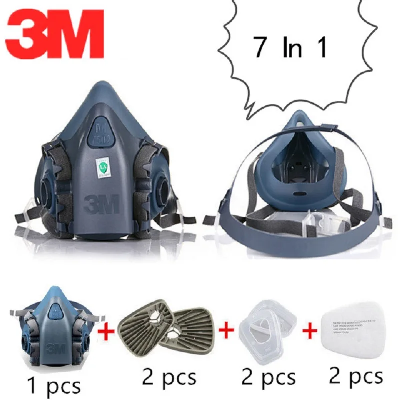 7 in 1 3M 7502 Gas Mask Respirator Painting Industry Protective Filter Respirator Anti PM2.5 Pollution Dusty Environment
7 in 1 3M 7502 Gas Mask Respirator Painting Industry Protective Filter Respirator Anti PM2.5 Pollution Dusty Environment