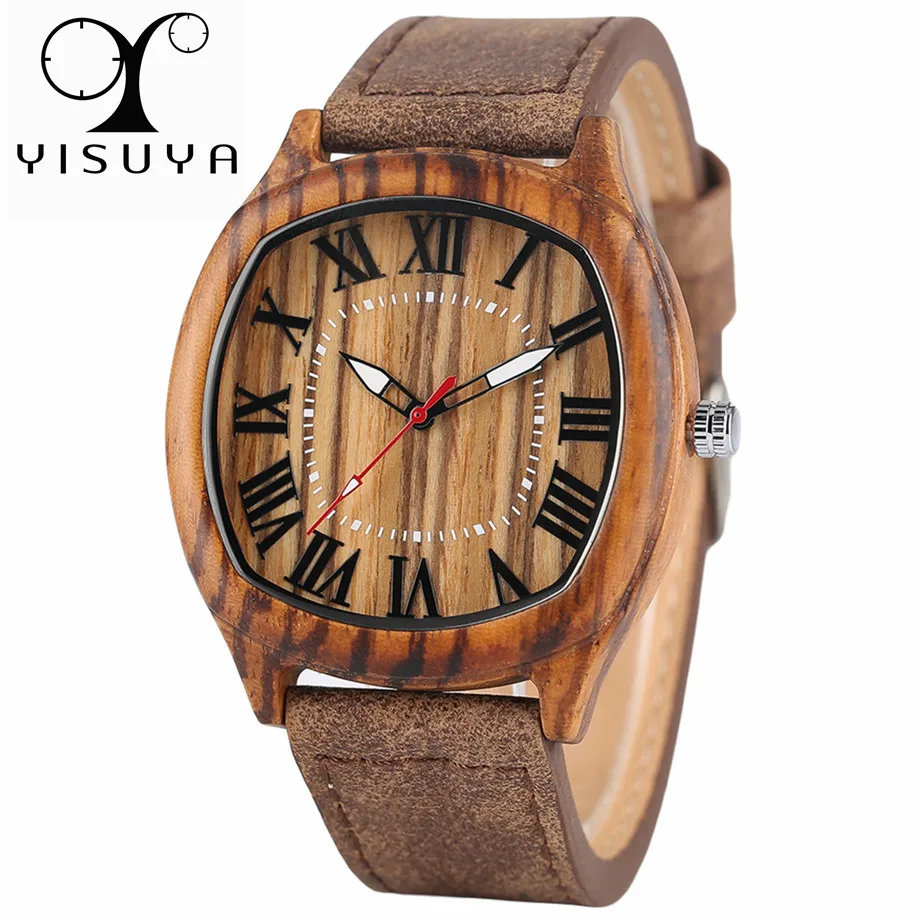 YISUYA Bamboo Wooden Watch Men Quartz Leather Band Analog Creative Watches Roman Numerals Dial Unqiue Shape Fashion Clock Gift
YISUYA Bamboo Wooden Watch Men Quartz Leather Band Analog Creative Watches Roman Numerals Dial Unqiue Shape Fashion Clock Gift