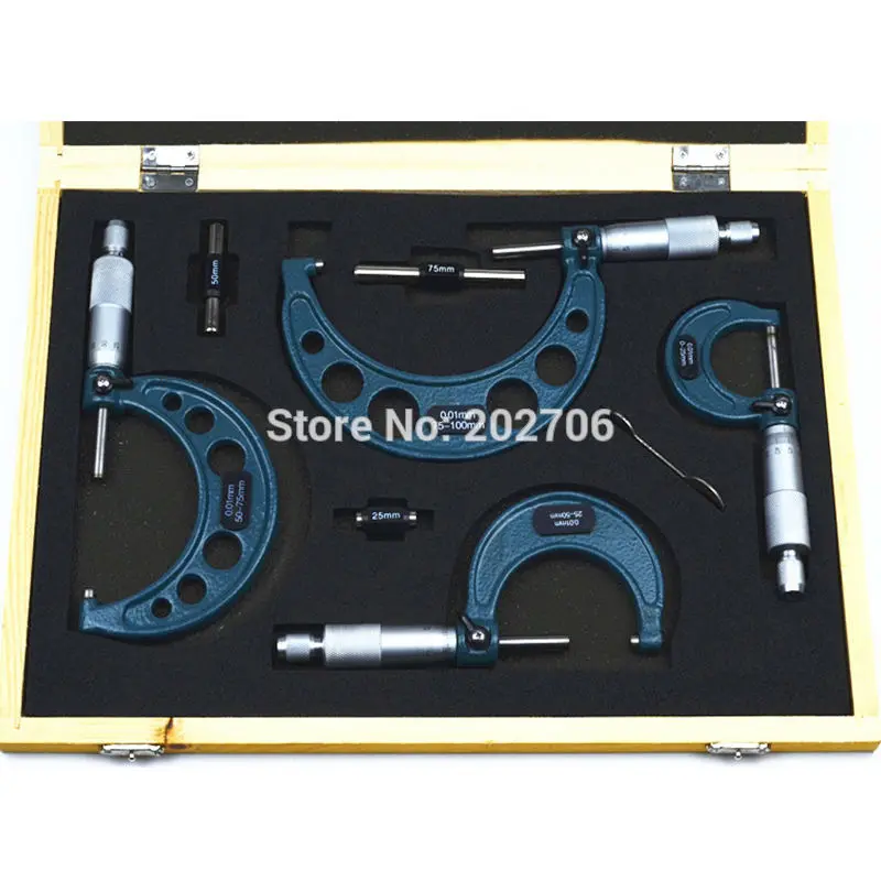 0-25mm/50mm/75mm/100mm/0.01 Outside Micrometer Set Carbide Tipped Metric Gauge Screw Thread Caliper 4Pcs Measuring Tools
0-25mm/50mm/75mm/100mm/0.01 Outside Micrometer Set Carbide Tipped Metric Gauge Screw Thread Caliper 4Pcs Measuring Tools
