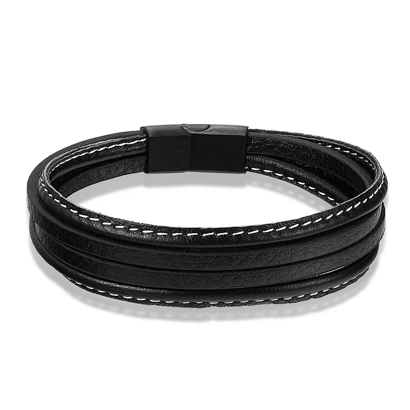 NEW FASHION Men Bracelet Stainless Steel Magnetic Clasp Black Multilayer Leather Rope Chain Bracelet Trendy Men Jewelry
NEW FASHION Men Bracelet Stainless Steel Magnetic Clasp Black Multilayer Leather Rope Chain Bracelet Trendy Men Jewelry