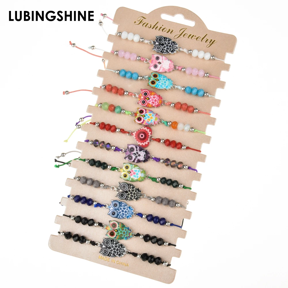 12pcs/lot Handmade Woven Rope Chain Bracelet Set Enamel Owl Unicorn Charms Crystal Beads Bracelets for Women Fashion Jewelry
12pcs/lot Handmade Woven Rope Chain Bracelet Set Enamel Owl Unicorn Charms Crystal Beads Bracelets for Women Fashion Jewelry