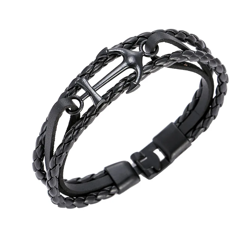Fashion American Wholesale Personalized Punk Multi-layer Woven Men Leather Bracelets Anchor Men's Bangle For Party Jewelry
Fashion American Wholesale Personalized Punk Multi-layer Woven Men Leather Bracelets Anchor Men's Bangle For Party Jewelry