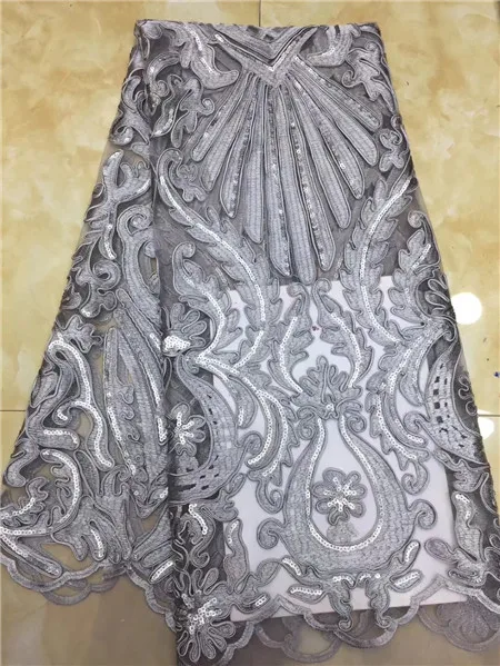 Фото Новый дизайн фатиновой ткани с вышивкой и блестками в нигерийском стиле красивым