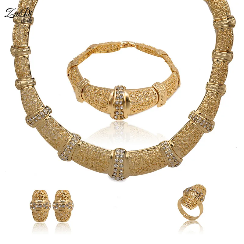 ZuoDi 2021 Dubai Gold Jewelry Sets Bridal Gift Nigerian wedding accessories Fashion african Beads jewelry set Wholesale design | Украшения