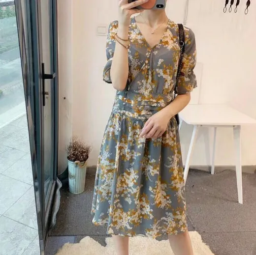 Women Floral Print Dress Vestido Vintage Fastening Tie Side Button Short Sleeve Dresses
Women Floral Print Dress Vestido Vintage Fastening Tie Side Button Short Sleeve Dresses