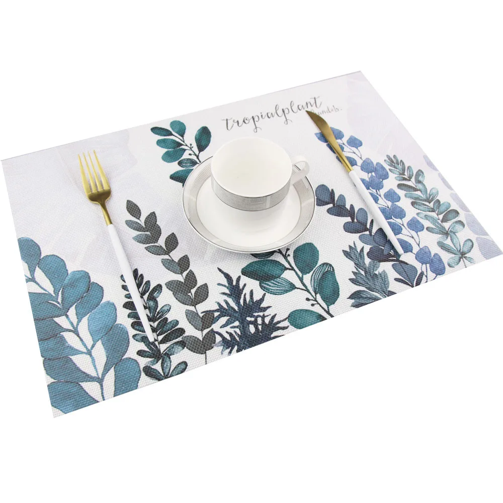 

TUUTH 4Pcs/lot Dinner Placemat Pvc Dining Table Mat Teslin 45*30CM Coasters Waterproof Table Decor Cloth Slip-Resistant Pad