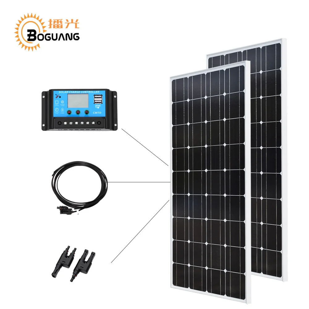 Boguang 100 Вт стеклянная солнечная панель 200 Солнечный DIY Набор 20A контроллер