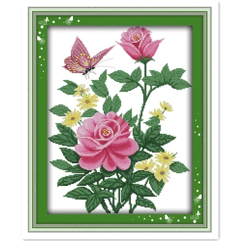 Pink Rose And Butterfly Cross Stitch Kit Chinese Counted Cross Stitch Pattern Embroidery Cross Set 11CT 14CT Printed On Canvas
Pink Rose And Butterfly Cross Stitch Kit Chinese Counted Cross Stitch Pattern Embroidery Cross Set 11CT 14CT Printed On Canvas