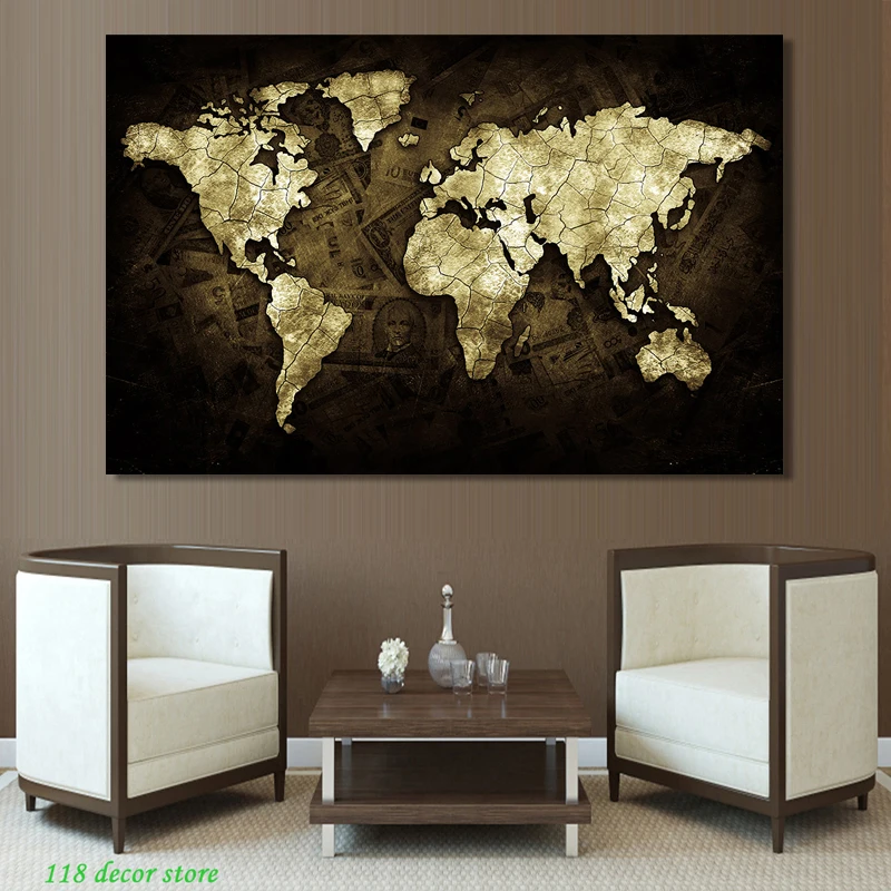 Modern Abstract Posters and Prints Wall Art Canvas Painting Gold-colored World Map Decorative Picture for Living Room Home Decor
Modern Abstract Posters and Prints Wall Art Canvas Painting Gold-colored World Map Decorative Picture for Living Room Home Decor
