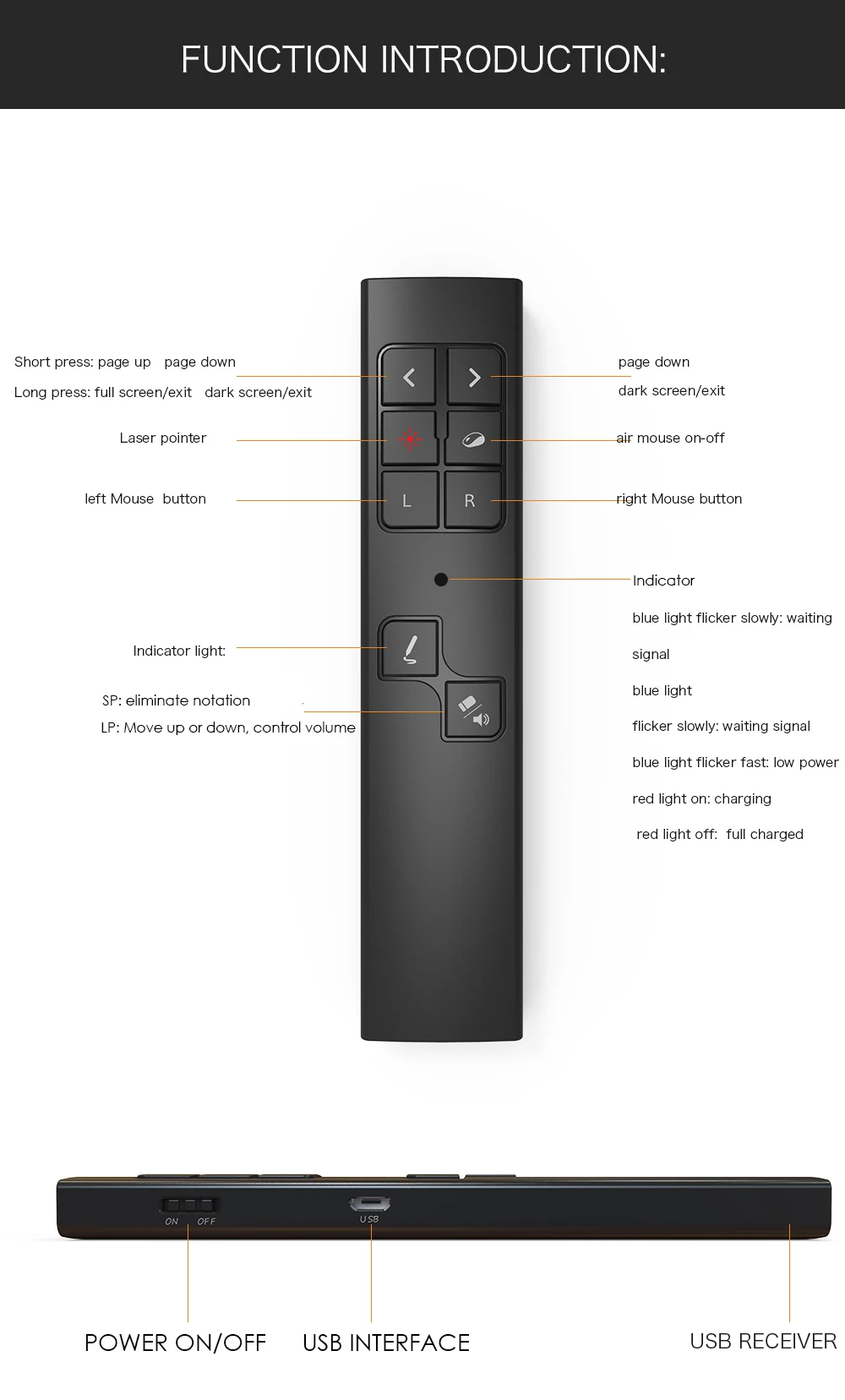 PP930 Wireless Presenter PPT Flip Pen Air Mouse Multimedia Keys Present Remote Controller Rechargeable 30m Slide Laser Pointer
PP930 Wireless Presenter PPT Flip Pen Air Mouse Multimedia Keys Present Remote Controller Rechargeable 30m Slide Laser Pointer