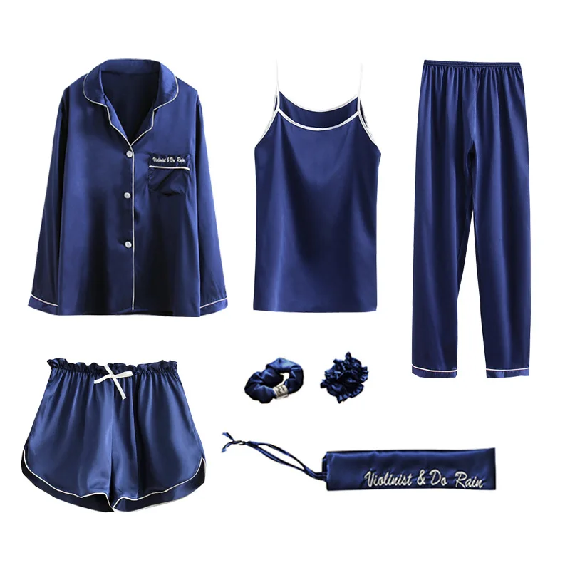 7 Pieces Womens Silk Satin Pajamas Sets Pyjamas Set Sleepwear Pijama Pajamas Suit Female Sleep Two Piece Set Loungewear
7 Pieces Womens Silk Satin Pajamas Sets Pyjamas Set Sleepwear Pijama Pajamas Suit Female Sleep Two Piece Set Loungewear
