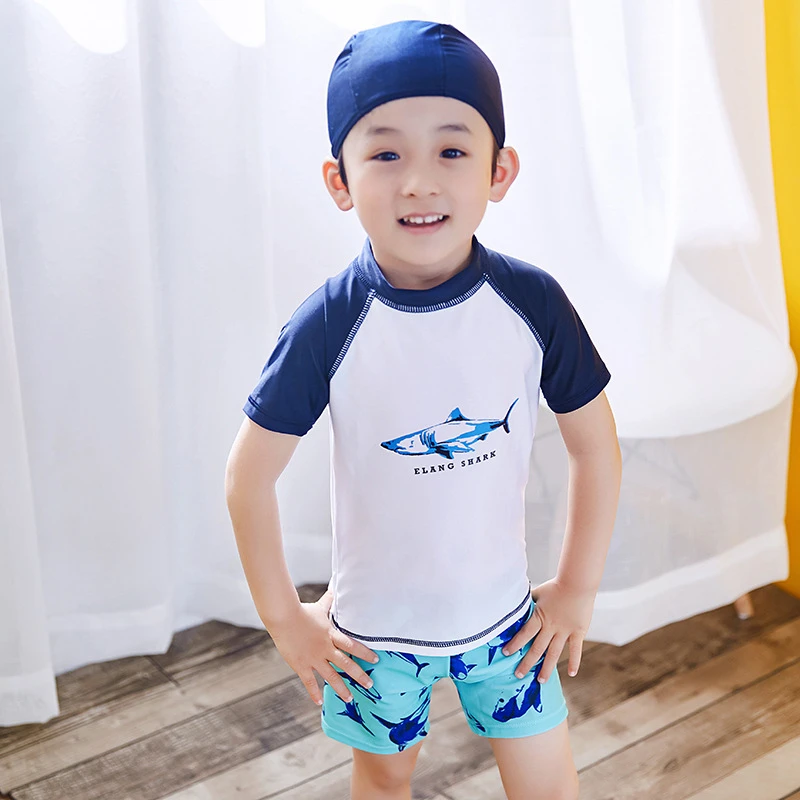 New Models 2-12 years old Boys Rash Guards 2 piece swimwear shark pattern children short sleeve bathing suit Shorts swimming cap
New Models 2-12 years old Boys Rash Guards 2 piece swimwear shark pattern children short sleeve bathing suit Shorts swimming cap