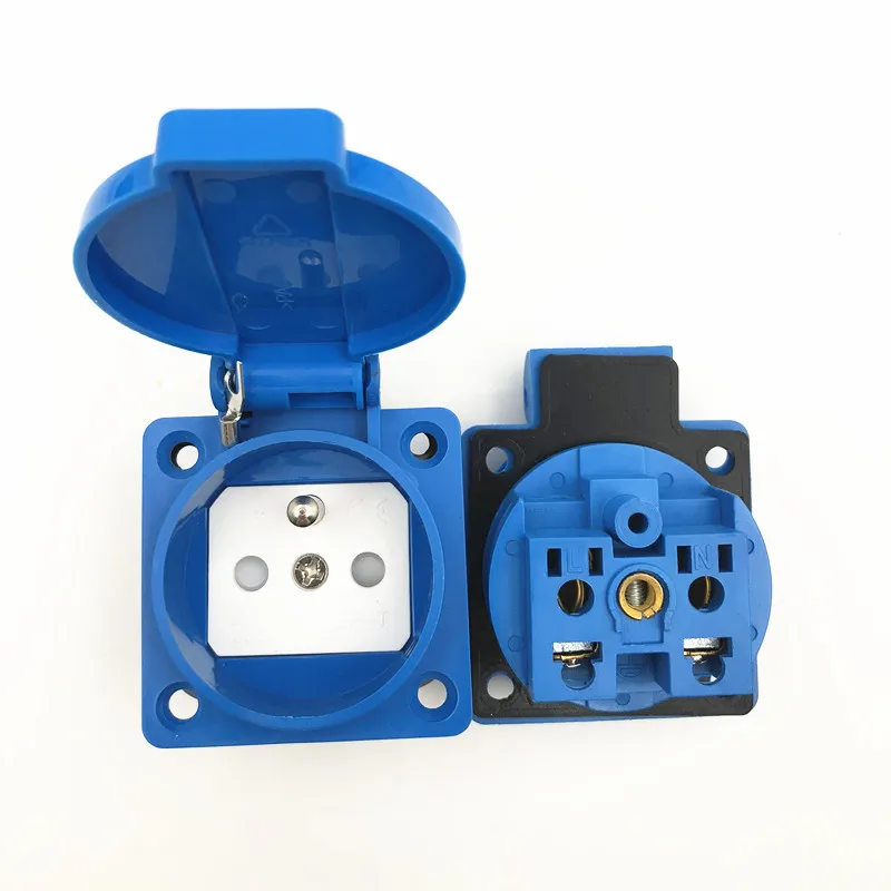 

Blue French industry safety outlet 16A 250V IP44 NF certification European waterproof power cover connector socket