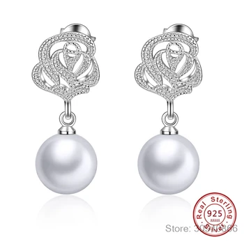 Real Freshwater Pearl earrings for women 925 sterling silver pearl Carving Roses flower earrings Fine jewelry brincos
Real Freshwater Pearl earrings for women 925 sterling silver pearl Carving Roses flower earrings Fine jewelry brincos